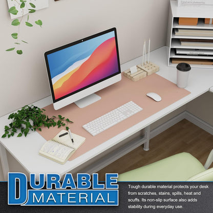 Desk Mat, Mouse Pad, Desk Pad, Waterproof Desk Mat for Desktop, Leather Desk Pad for Keyboard and Mouse, Desk Pad Protector for Office and Home (Pink, 31.5" X 15.7")