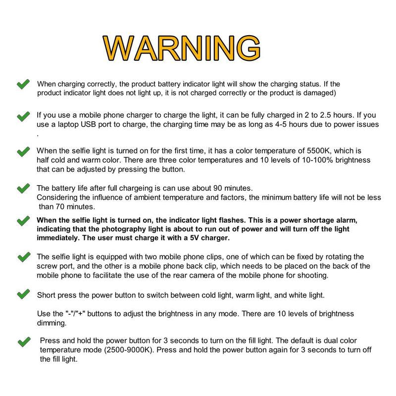 Portable Rechargeable LED Clip-On Selfie Light